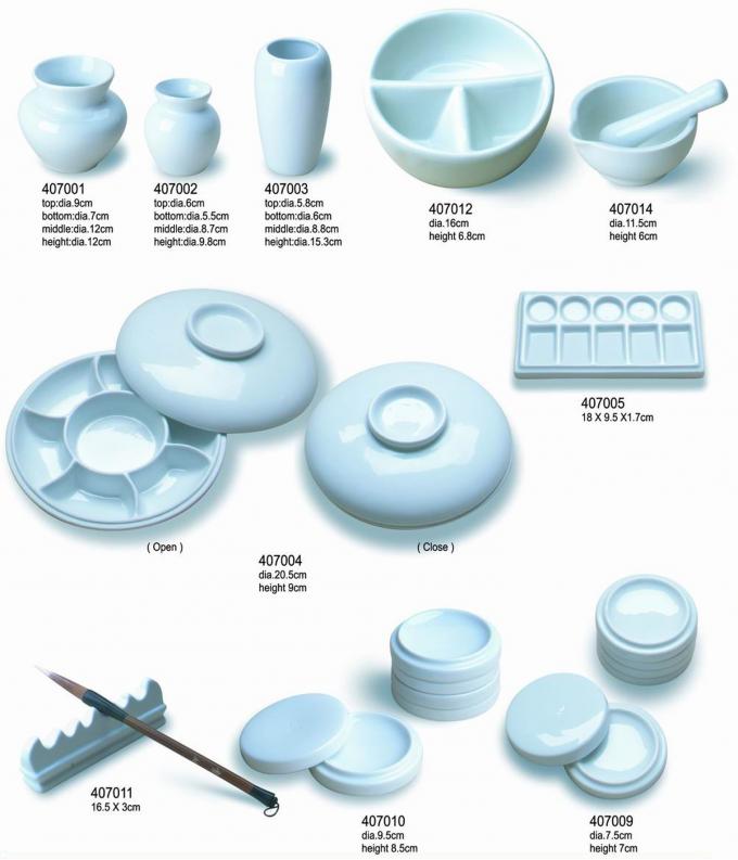 Small Art Painting Accessories Smooth Ceramic Palette With Lid OEM