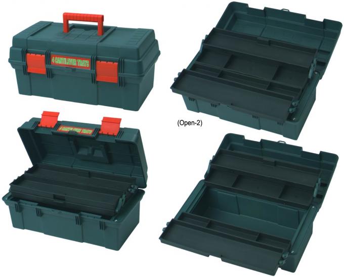Four Foldup Trays Lockable Plastic Paint Storage Containers With Dividers