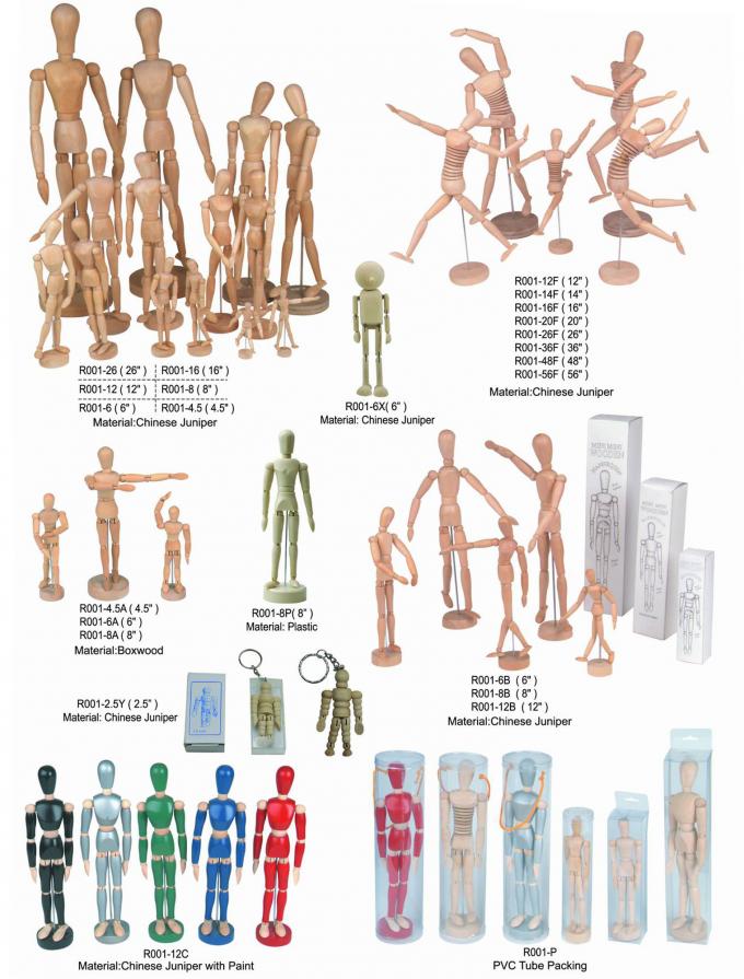 Life Sized Wooden Drawing Figure Model , Colourful Flexible Poseable Art Mannequin