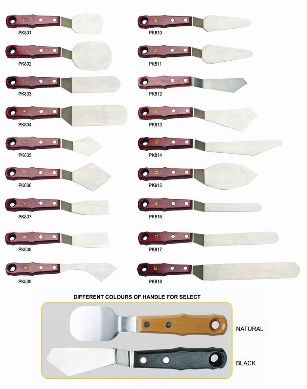 Black / Natural Large Palette Knife , Cranked Palette Knife With Wooden