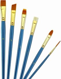 Wooden Handle Golden Synthetic Paint Brush Sets , Interlocked Fine Bristle Paint Brushes