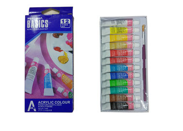 Strong Adhesion Basics Colored Acrylic Paint Set‎ , Artists Paint Pigments 12 X 6ml Tubes