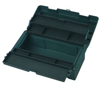 Four Foldup Trays Lockable Plastic Paint Storage Containers With Dividers