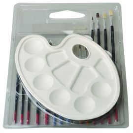 Slim Long Handled Paint Brushes , Personalised Paint Brush Set T With Plastic Palette