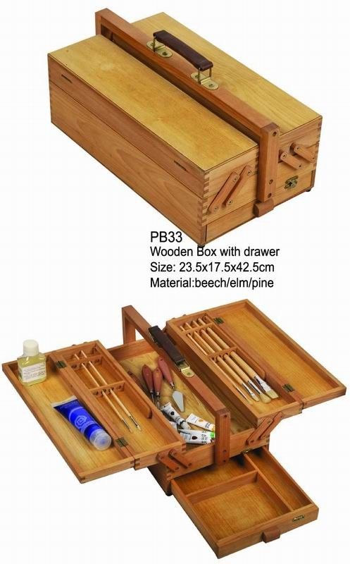 Commecial Artist Storage Box With Drawer , Wooden Craft Storage Box For Paintings