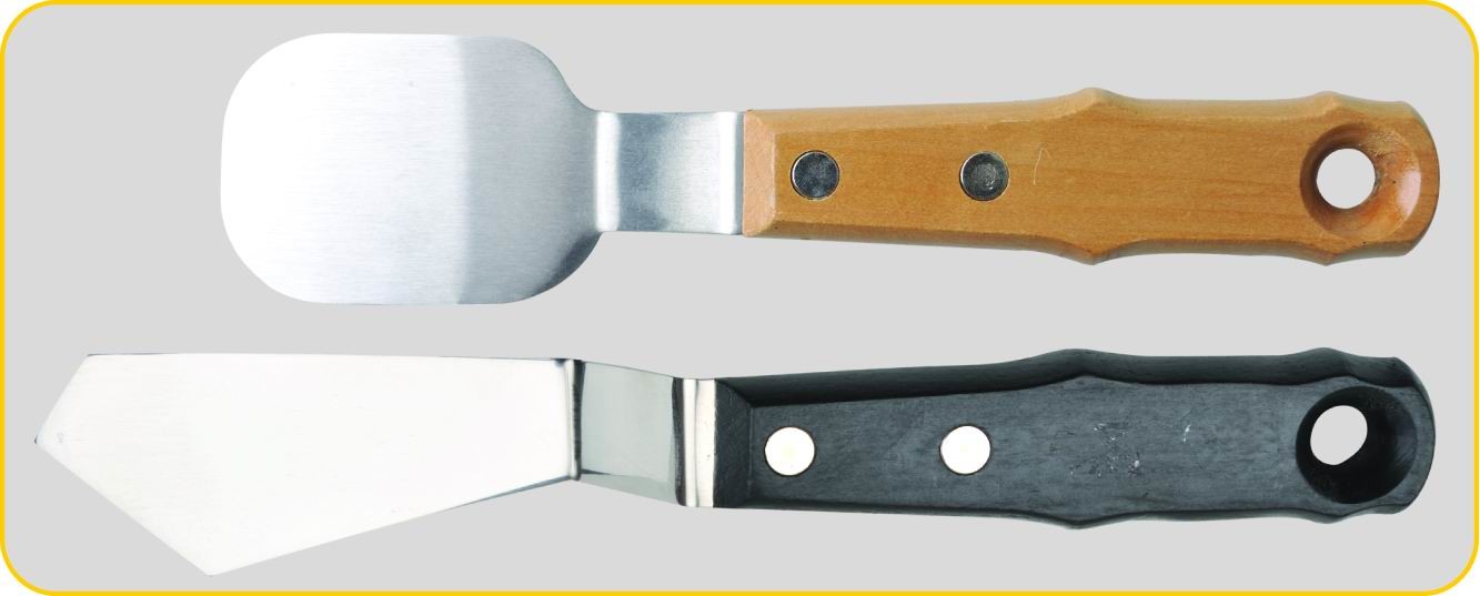 Black / Natural Large Palette Knife , Cranked Palette Knife With Wooden