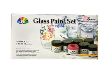 Non - Toxic Art Painting Colours 8 Pcs Glass Paint Set 8X15ml 20 Light Fast Colours